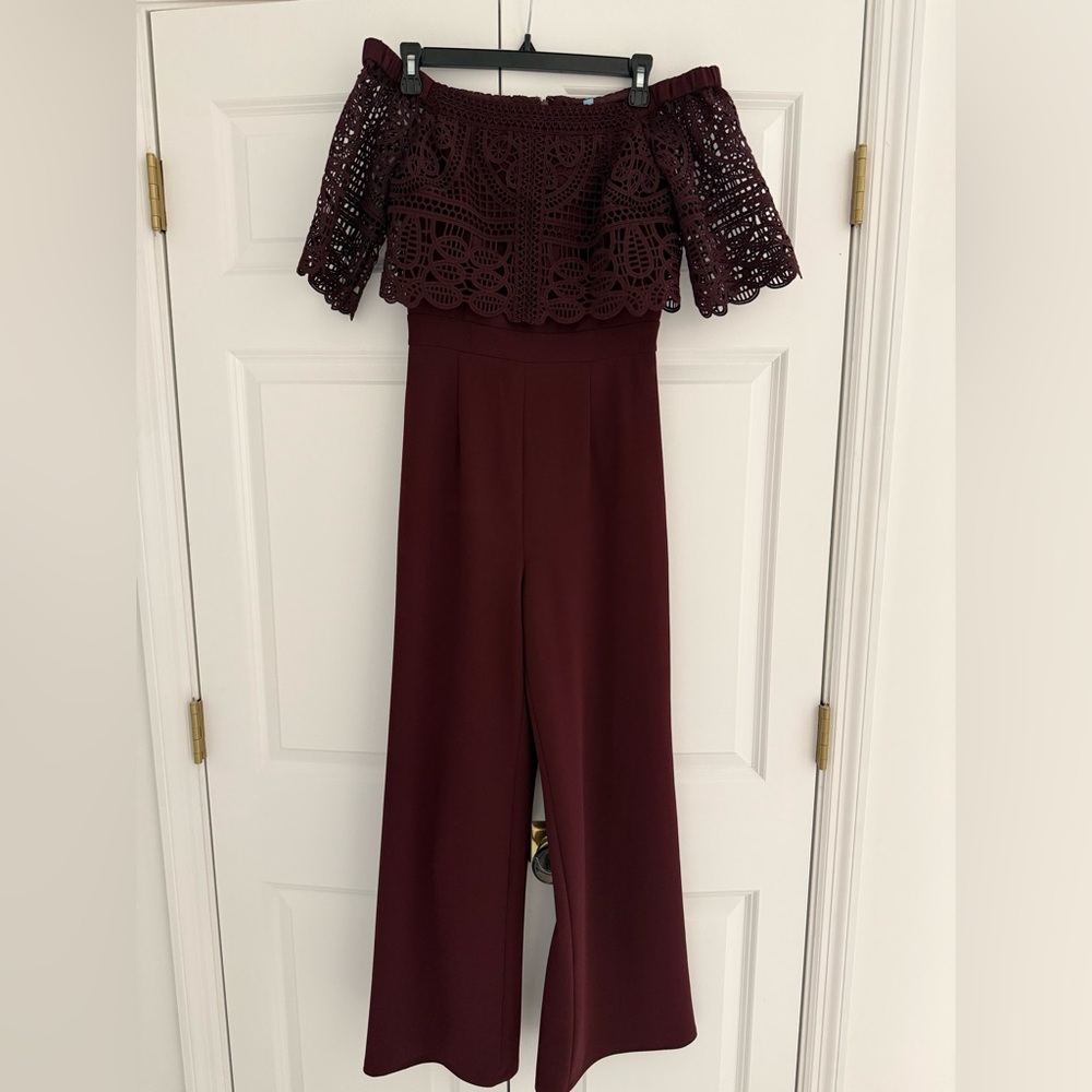 Antonio Melani Maroon Lace Jumpsuit